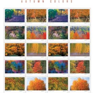 100 USPS Autumn Colors 2024 First-Class Mail Forever Postage Stamps